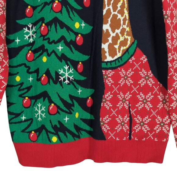 Ugly Christmas Party Giraffe Mens Sweater Sz L Holidays Starry Sky Snowflakes - Picture 4 of 12